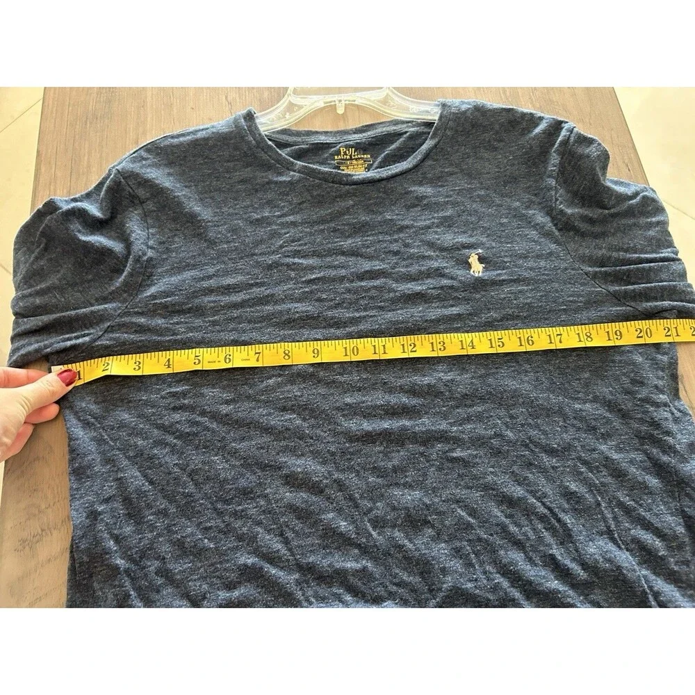 Polo Ralph Lauren Shirt Mens L Cotton Round Neck Pullover Custom Slim Fit Blue